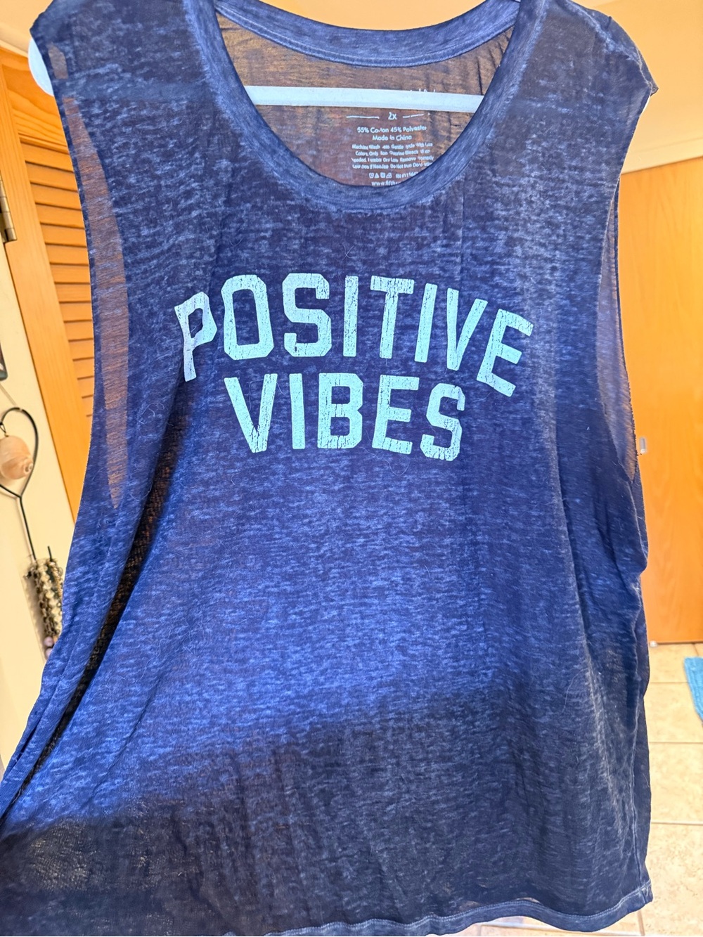 Fifth Sun Women’s Burnout Grey Tank with 'Positive Vibes' Graphic